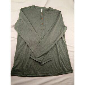 Mens Pegeno  Green Henley Shirt Size M Medium Long Sleeves